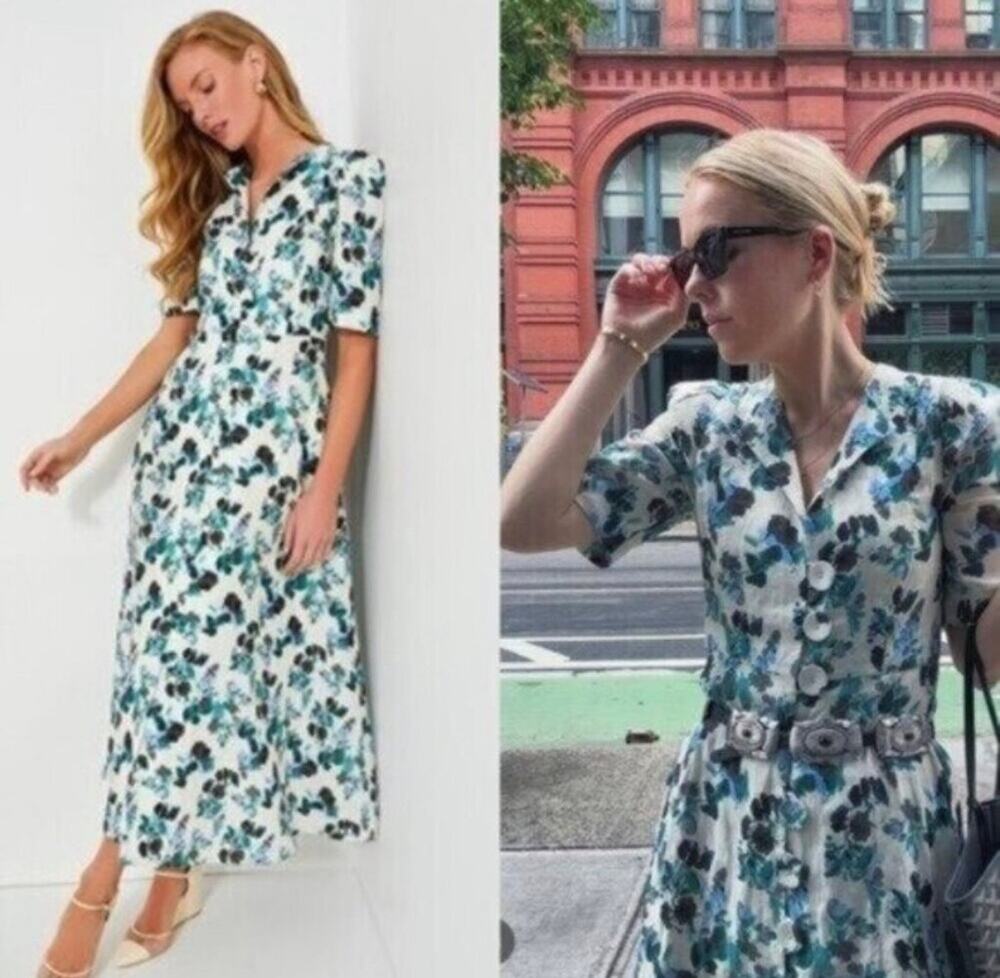 NEW Tuckernuck Budding Bluebell Hadley Collared Floral Shirt Maxi Dress Size XS